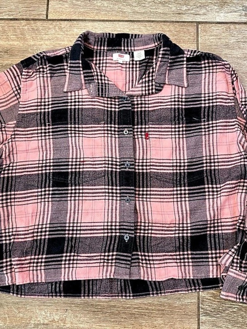 Levi's Classic Pocket Standard Fit Flannel Shirt Pink & Black Large